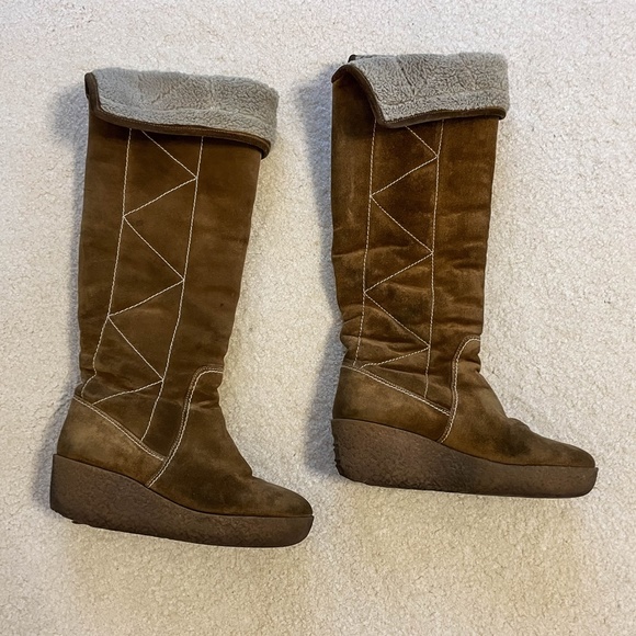 Michael Kors Brown Suede Shearling Tall Boots - Picture 7 of 12